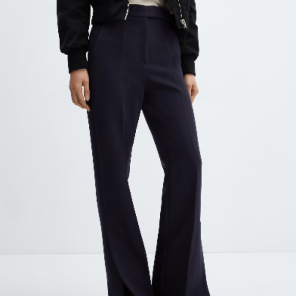 Mango Straight Trousers with Openings Black - Size 2 - Picture 2 of 7